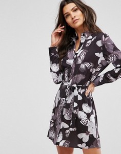 Платье-рубашка с цветочным принтом и поясом Unique 21 - Мульти