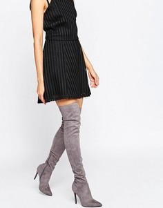 Серые сапоги-ботфорты на каблуке-шпильке Kendall + Kylie - Серый