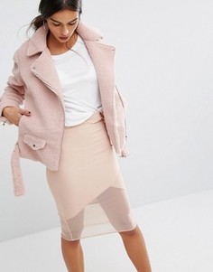 Байкерская куртка из искусственной овчины Missguided - Розовый