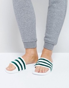 Бело-зеленые шлепанцы adidas Originals Adilette - Белый