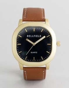 Часы с черным циферблатом и коричневым ремешком Bellfield - Коричневый