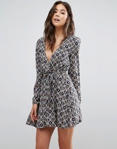 Платье с запахом и принтом Madam Rage - Темно-синий