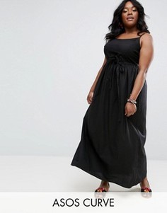 Хлопковое платье макси ASOS CURVE - Черный