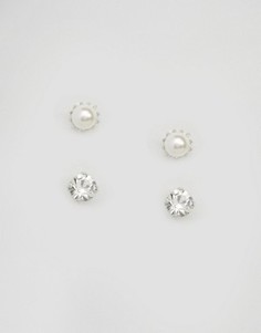 Набор из двух пар серег-гвоздиков с кристаллами Swarovski Krystal London - Серебряный