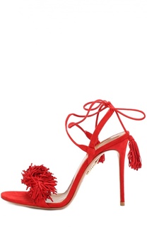 Замшевые босоножки Wild Thing с бахромой Aquazzura