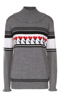 Пуловер прямого кроя с контрастным принтом Markus Lupfer