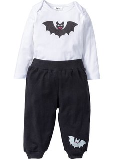 Мода для малышей: боди с длинным рукавом + штанишки из биохлопка (2 изд.) (белый/черный) Bonprix