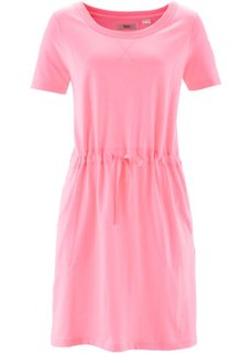 Трикотажное платье с коротким рукавом (меланжевый розовый неон) Bonprix