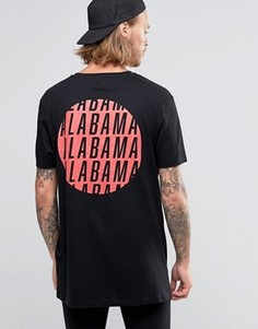 Удлиненная футболка с надписью Alabama и принтом на спине ASOS - Черный