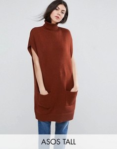 Трикотажная туника с высоким воротом ASOS TALL - Коричневый