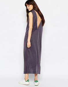 Платье миди с декольте сзади и высокой горловиной Weekday Value - Серый