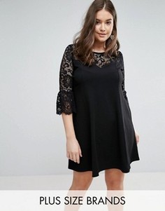Короткое приталенное платье с кружевными рукавами Praslin - Черный
