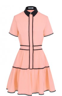 Шелковое платье-рубашка с контрастным воротником Kenzo