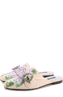 Парчовые сабо с цветочным принтом Dolce &amp; Gabbana