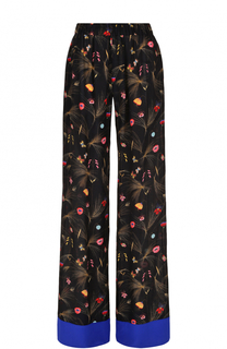 Шелковые брюки прямого кроя с цветочным принтом Fendi