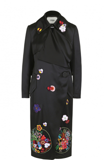 Пальто прямого кроя с декоративной отделкой Fendi