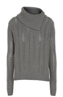 Кашемировый свитер крупной вязки с асимметричным воротником Cruciani