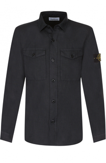 Льняная рубашка с воротником кент Stone Island