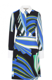 Приталенное платье-рубашка с ярким принтом Emilio Pucci