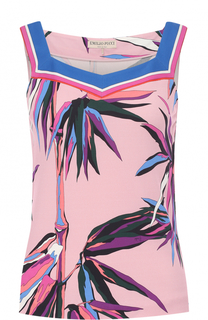 Приталенный топ с ярким принтом Emilio Pucci