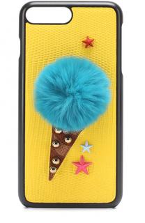Кожаный чехол для iPhone 7 Plus с аппликацией Dolce &amp; Gabbana