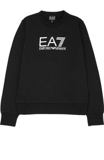 Хлопковая толстовка с логотипом бренда Ea 7
