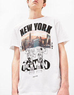 Футболка &#39;la/tokyo/ny&#39; Bershka