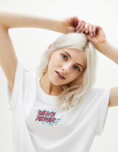 Укороченная толстовка с регулируемой талией и вышивкой Bershka