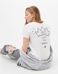 Футболка с принтом на спине &#39;girls/dogs&#39; Bershka