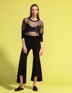 Комбинированный свитер из трикотажа и органзы Bershka