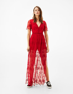 Платье с кружевами Bershka