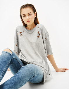 Толстовка удлиненная с разрывами Bershka