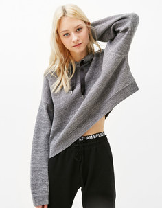 Укороченная толстовка с капюшоном с металлизированной нитью Bershka