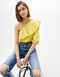 Блуза асимметричного кроя с воланами Bershka