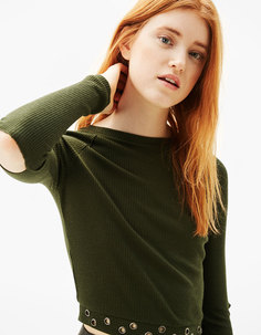 Толстовка укороченная со шлицами на рукавах Bershka