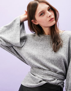 Свитер с рукавами со сборкой и поясом Bershka
