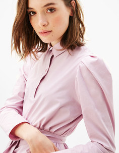 Рубашка с рукавами со сборкой у манжета и бантом на поясе Bershka