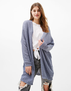 Длинный кардиган без застежки Bershka