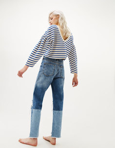 Укороченная толстовка в полоску с объемными рукавами Bershka