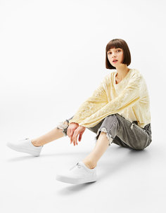 Футболка с длинными рукавами из бархата Bershka