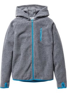 Флисовая куртка с контрастными деталями, Размеры  116/122-164/170 (серый меланж/нежно-бирюзовый) Bonprix