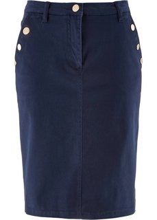 Стрейтчевая юбка с золотыми пуговицами (темно-синий) Bonprix