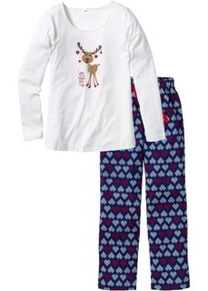 Пижама (цвет белой шерсти/синий с рисунком) Bonprix