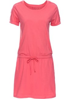 Платье с коротким рукавом и лентой для завязывания в талии (ярко-розовый) Bonprix