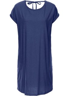 Платье с широким вырезом в области спинки и коротким рукавом (темно-синий меланж) Bonprix