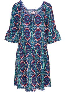 Платье с принтом и коротким рукавом (сапфирно-синий/ярко-розовый) Bonprix