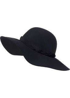 Шляпа с плетеной лентой (черный) Bonprix