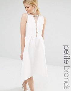 Короткое приталенное платье с фигурной отделкой Boohoo Petite - Белый