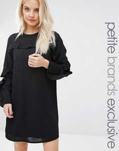 Цельнокройное платье с оборками на рукавах Fashion Union Petite Wescot - Черный