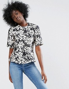 Свободный топ с черно-белым цветочным принтом ASOS Made In Kenya - Мульти